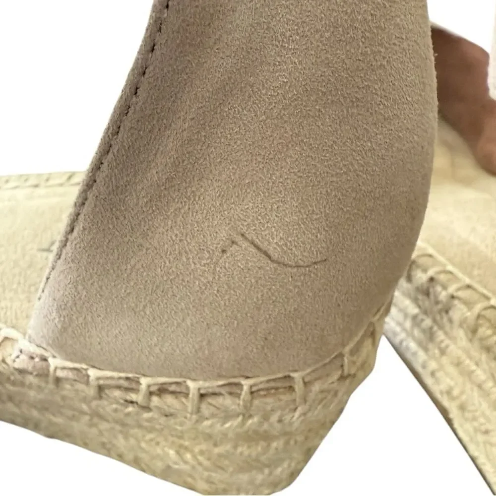 Rockport Cobb Hill Marah Taupe Suede Espadrille Wedge Sandals Size 9